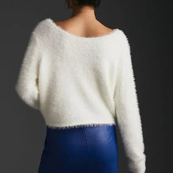 Anthropologie Pilcro Cropped Eyelash Sweater in Ivory Size 1X NWT - Picture 7 of 10